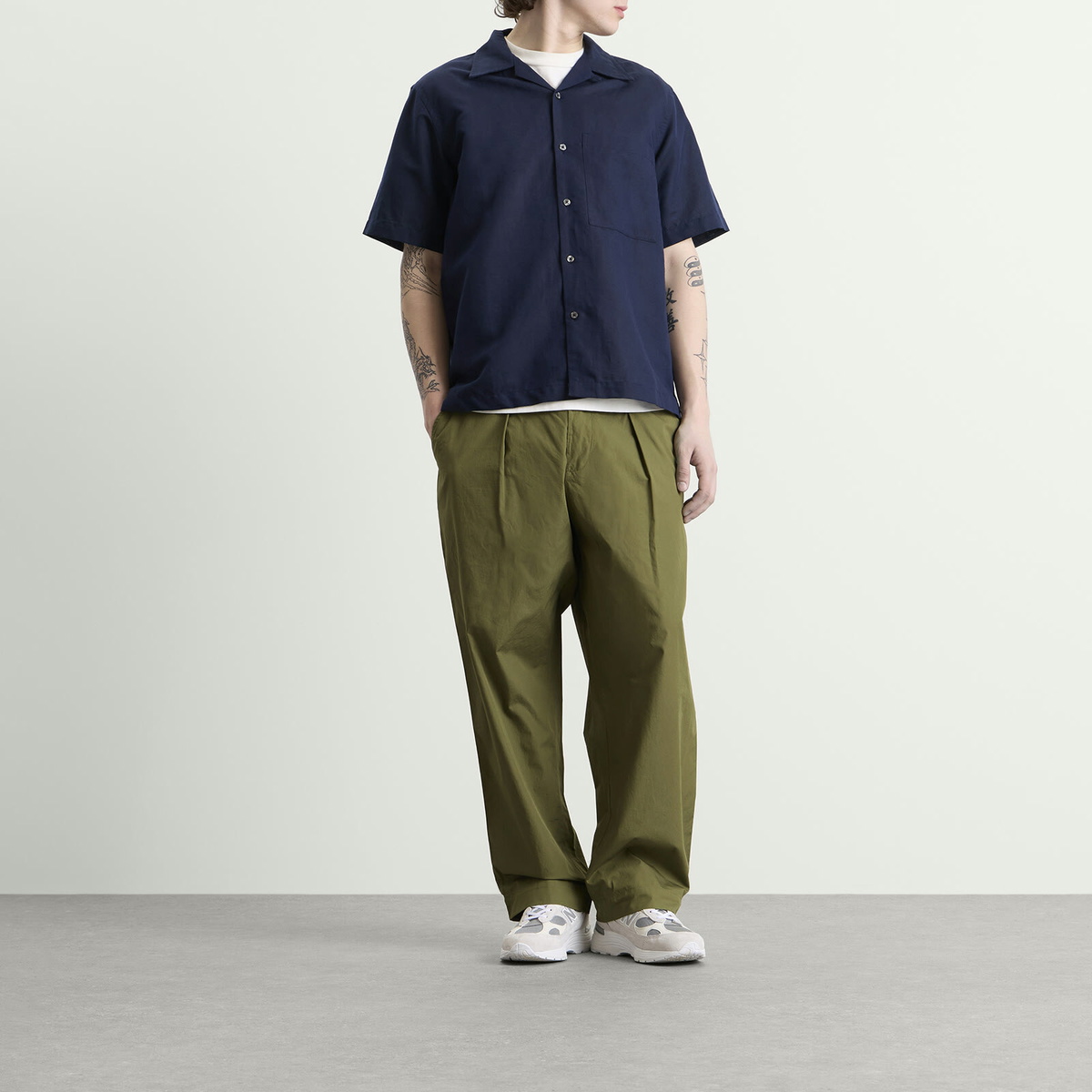 Universal Works Men's Broadcloth Oxford Pant in Olive