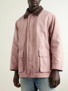 Auralee - Leather-Trimmed Garment-Dyed Organic Cotton-Canvas Jacket - Red