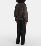 Nour Hammour Portia shearling-trimmed suede biker jacket