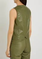Skiim V-neck Leather Waistcoat Green