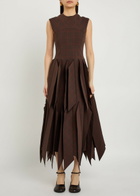 A.W.A.K.E Mode Checked Panelled Woven Midi Dress Brown