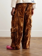Collina Strada - Lawn Wide-Leg Crushed-Velvet Cargo Trousers - Brown