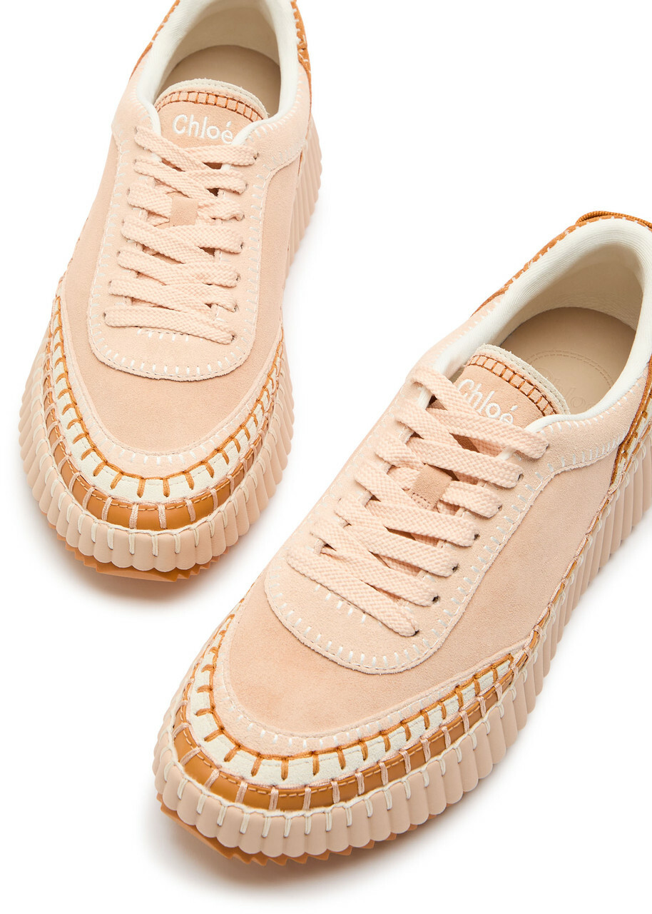 Chloe Nama Panelled Suede Sneakers Pink