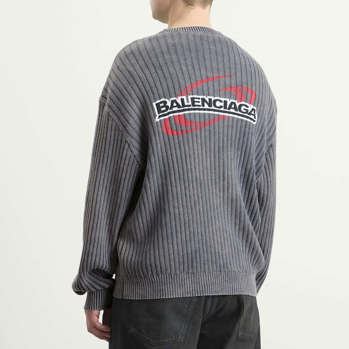 Balenciaga Men's Sweater with Logo in Light Blue