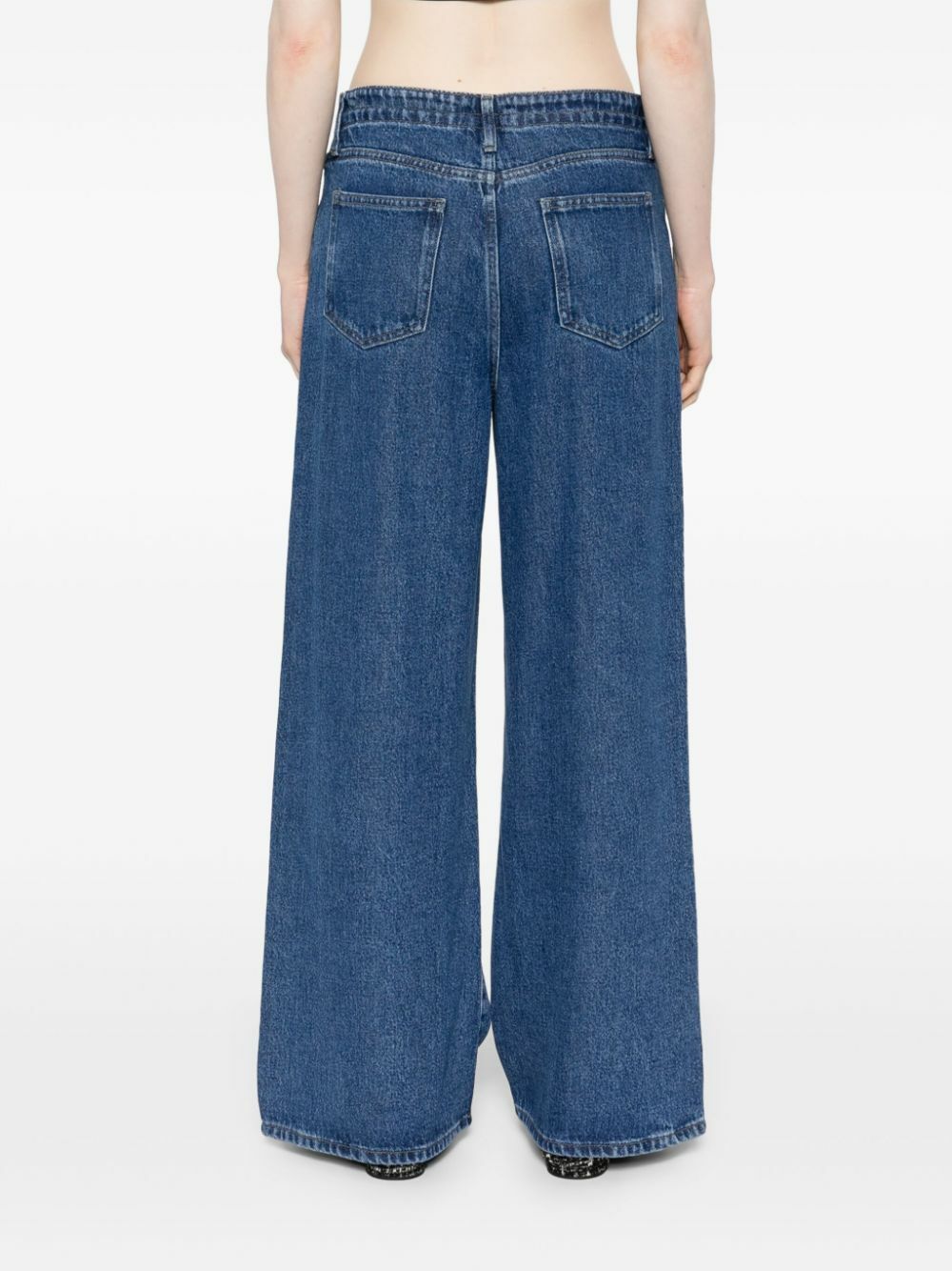 FRAME Blue Drawstring Wide Leg Jeans Frame Denim