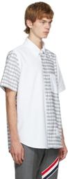 Thom Browne White & Grey Checked Short Sleeve Shirt