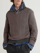 Enfants Riches Déprimés - Puke & Cry Intarsia Cotton Half-Zip Sweater - Brown