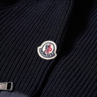 Moncler Men's Nylon Hooded Knit Down Jacket in Navy