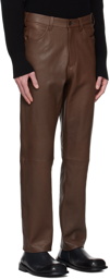 AURALEE Brown Lamb Leather trousers.
