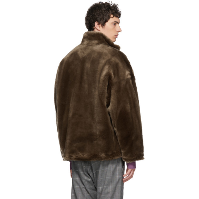 Sulvam Brown Faux-Fur Jacket Sulvam