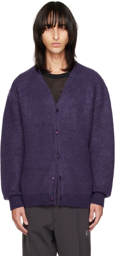 Photo: NEEDLES Purple Y-Neck Cardigan