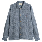 Folk Men's Patch Overshirt in Blue Basketweave