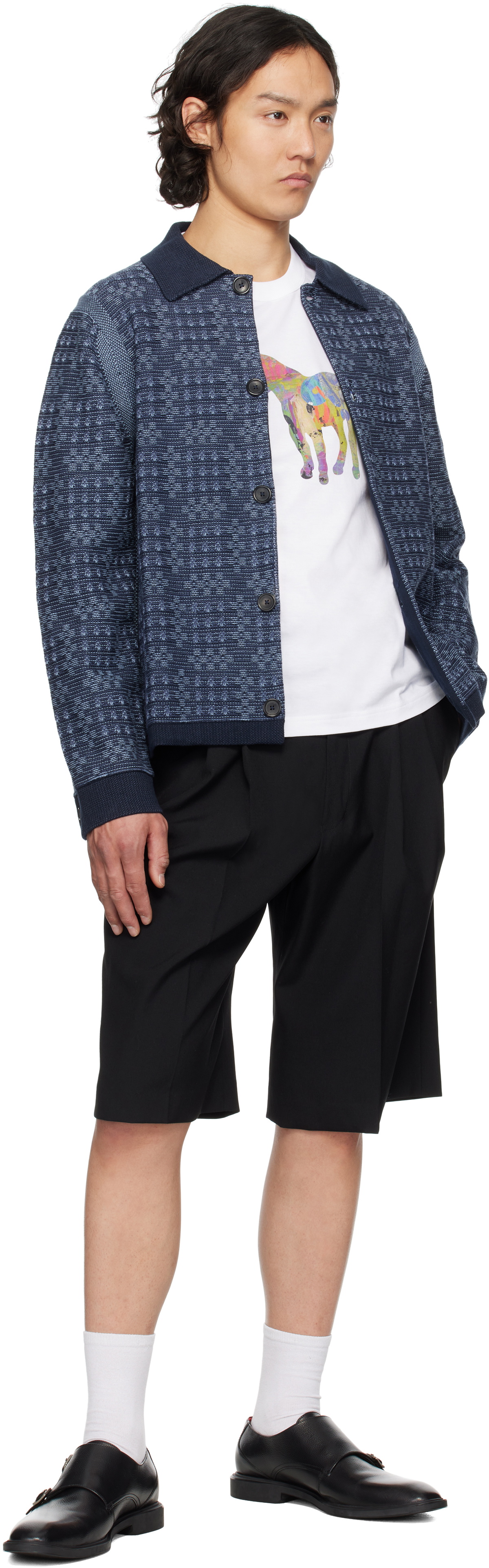 PS by Paul Smith Navy Geo Cotton Cardigan