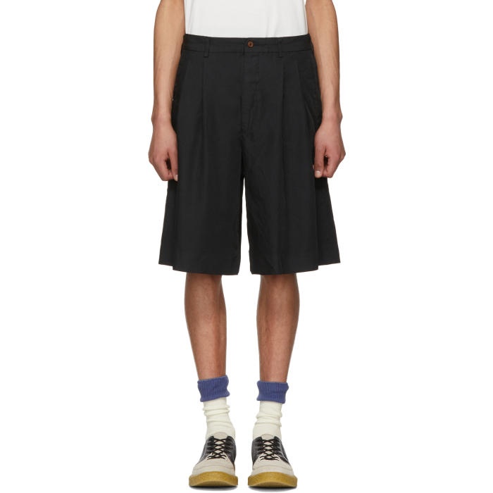 Photo: Comme des Garçons Homme Plus Black Twill Pleated Shorts