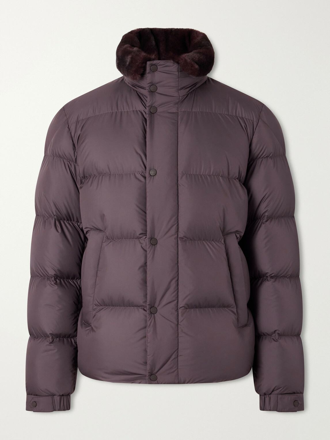 Moncler - Drisfall Plush-Trimmed Quilted Shell Down Jacket - Brown