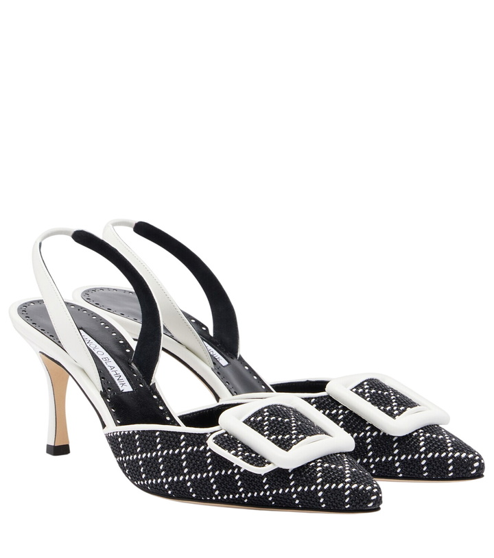 Photo: Manolo Blahnik Maysli raffia-effect slingback pumps
