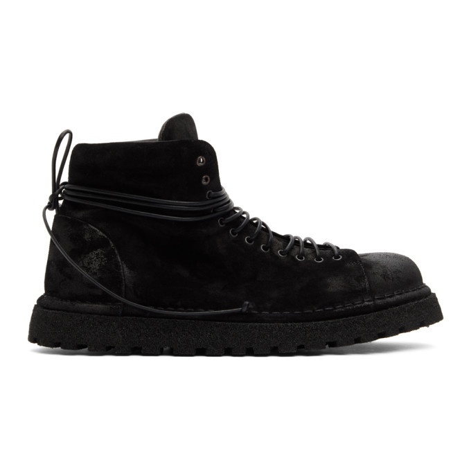 Photo: Marsell Black Gomme Suede Pallottola Lace-Up Boots