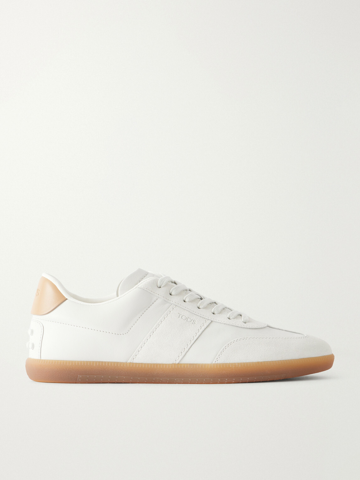Tod's - Suede-Trimmed Leather Sneakers - White