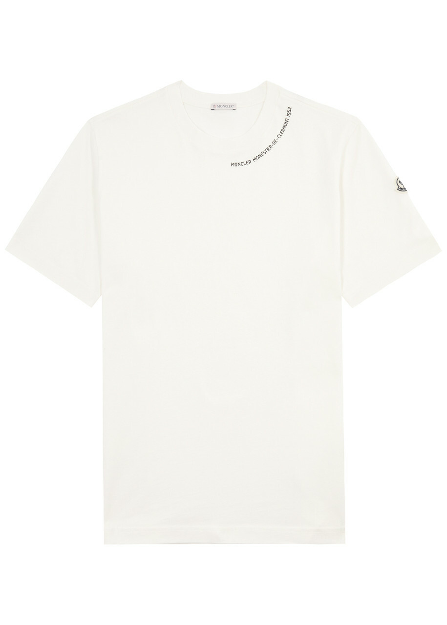 Moncler Logo Cotton T-shirt Cream