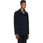 Herno Navy Thick Wool Double-Breasted Peacoat