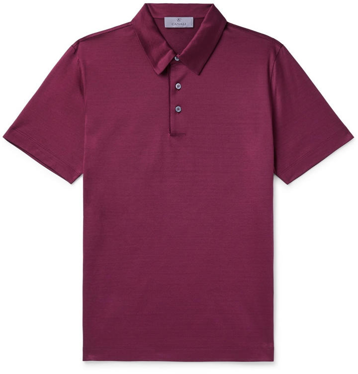 Photo: Canali - Cotton-Jersey Polo Shirt - Burgundy