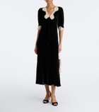 Rixo Simone lace-trimmed velvet midi dress