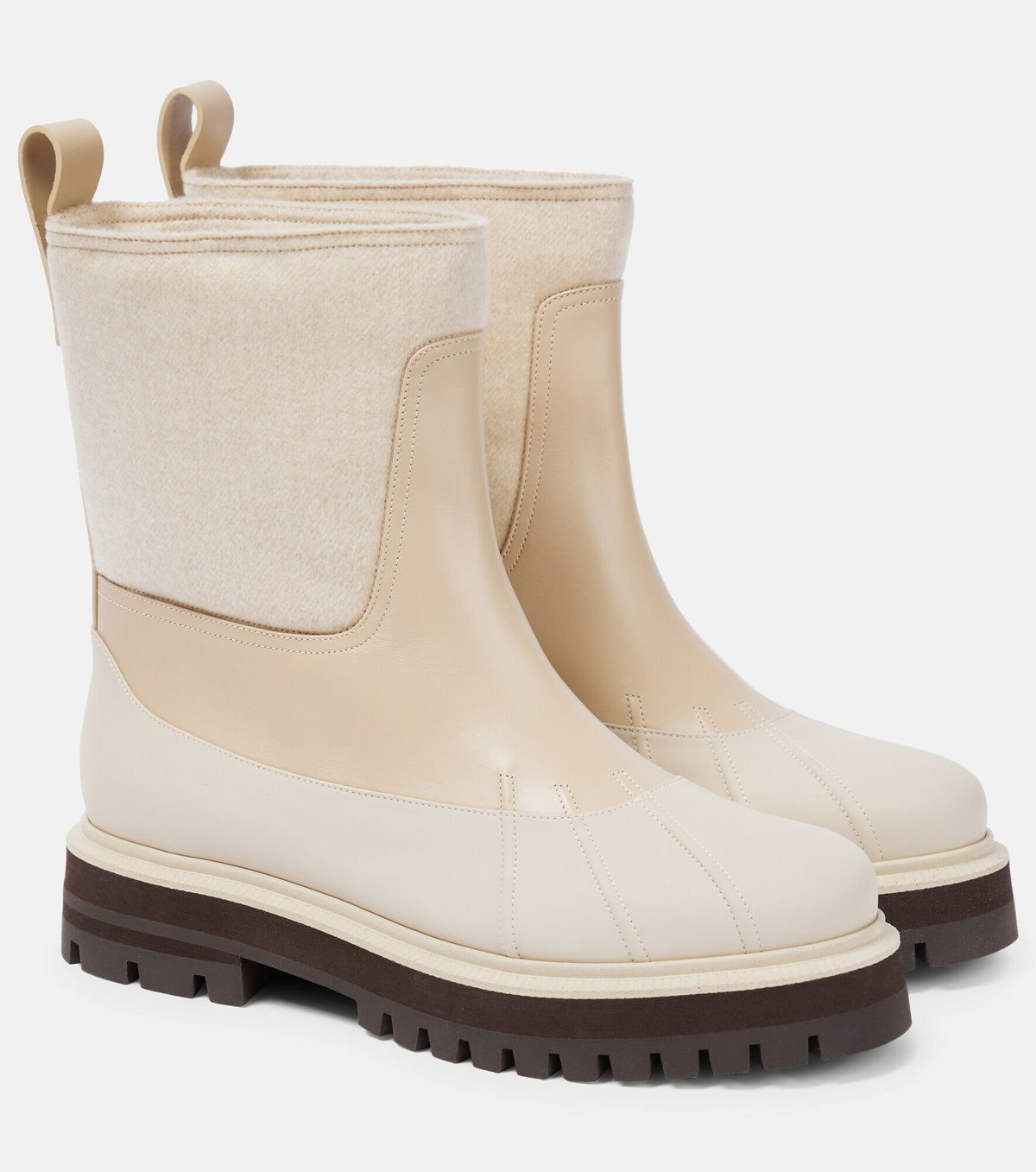 Loro Piana - Regent cashmere, leather and rubber ankle boots