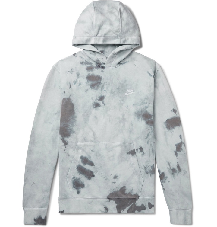 Photo: Nike - Tie-Dyed Loopback Cotton-Blend Jersey Hoodie - Gray