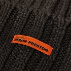 Heron Preston Men's Logo Tab Rib Beanie in Anthracite