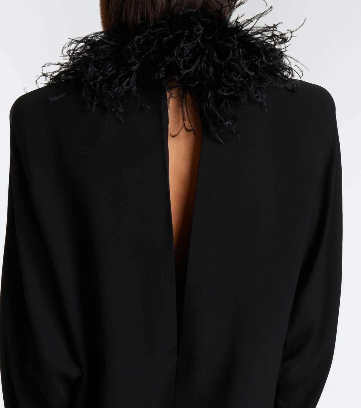 Valentino Feather-trimmed silk georgette minidress