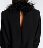 Valentino Feather-trimmed silk georgette minidress