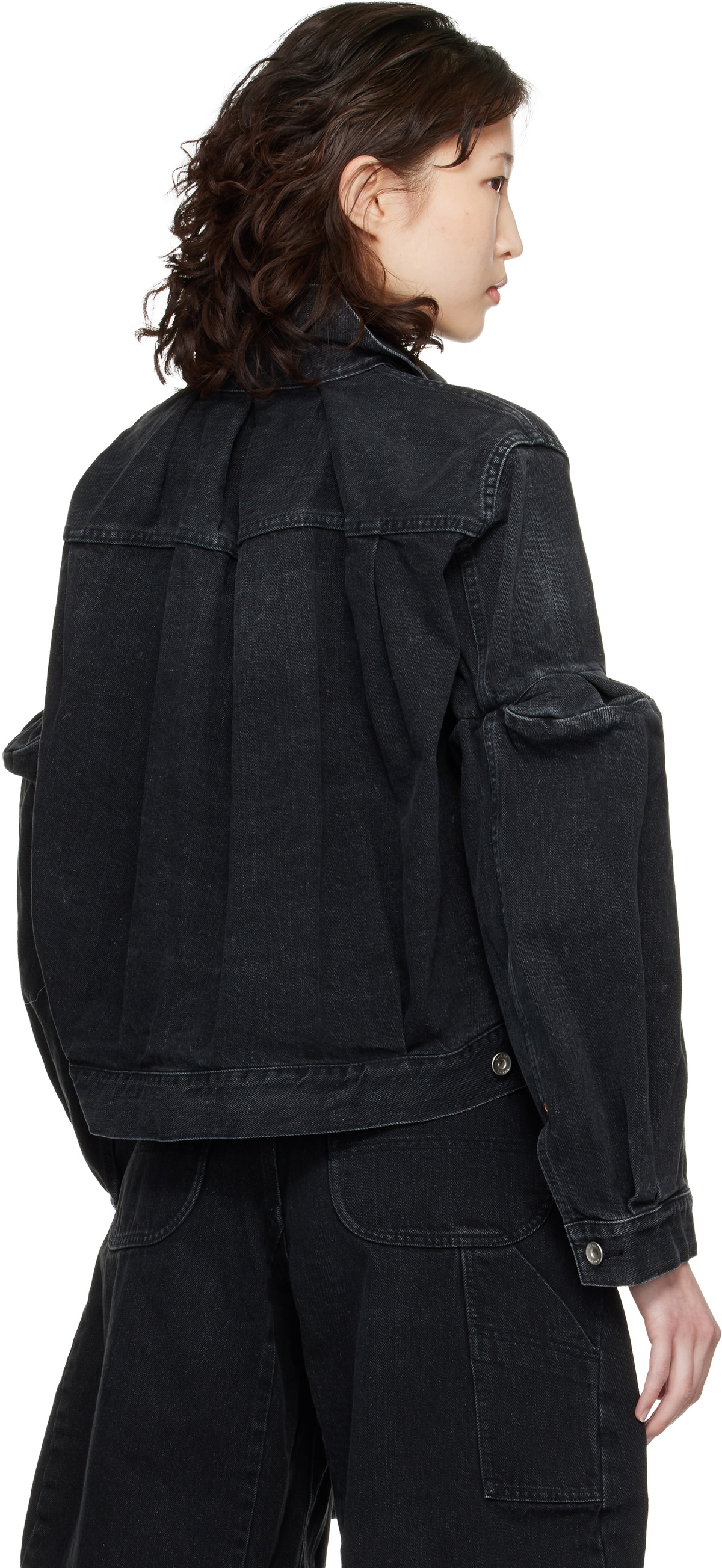 sacai Black Pipe Sleeves Denim Jacket