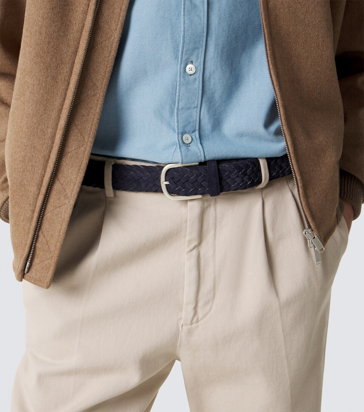 Canali Braided suede belt