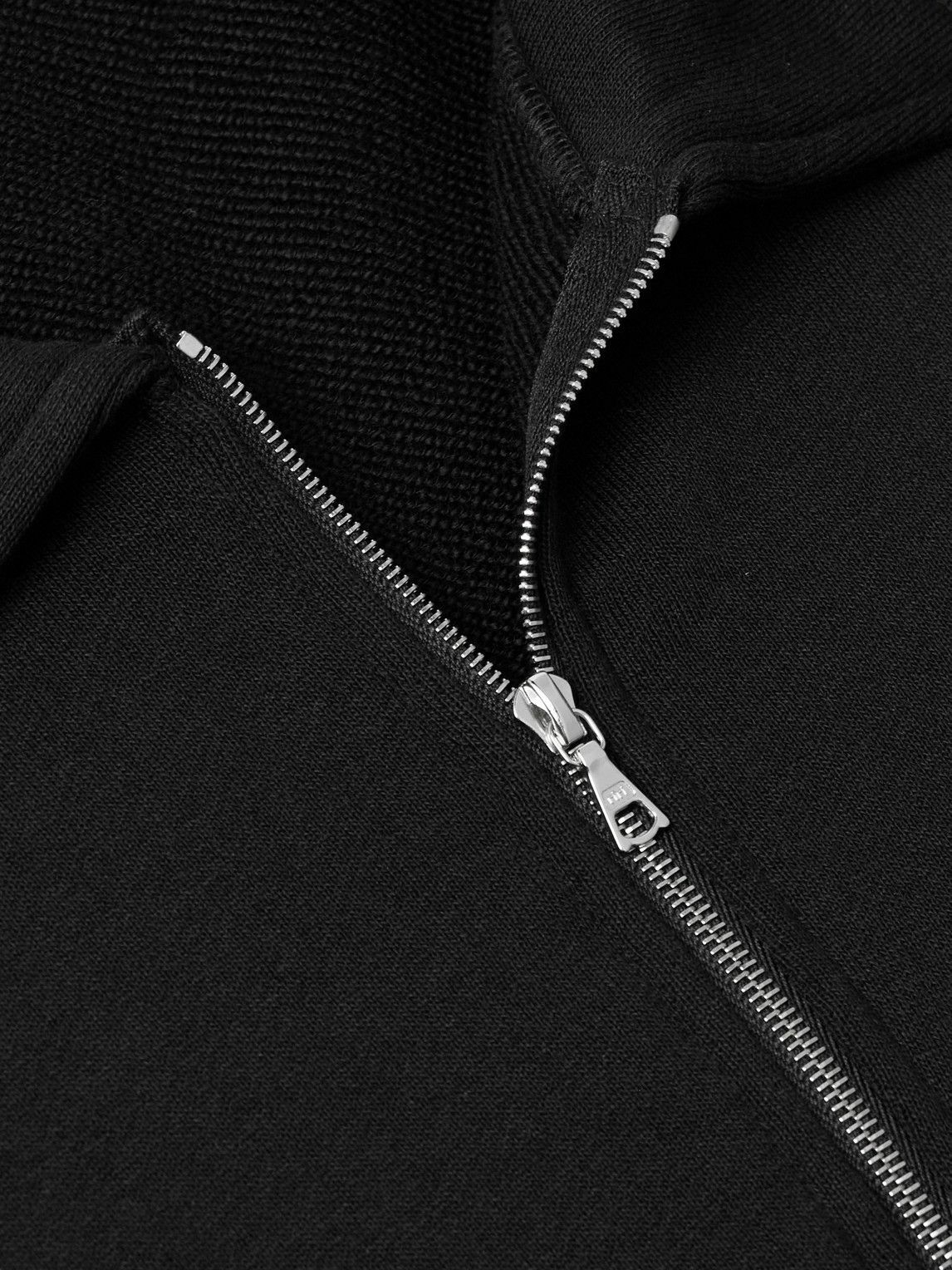 Kaptain Sunshine - Suvin Cotton-Jersey Half-Zip Sweater - Black