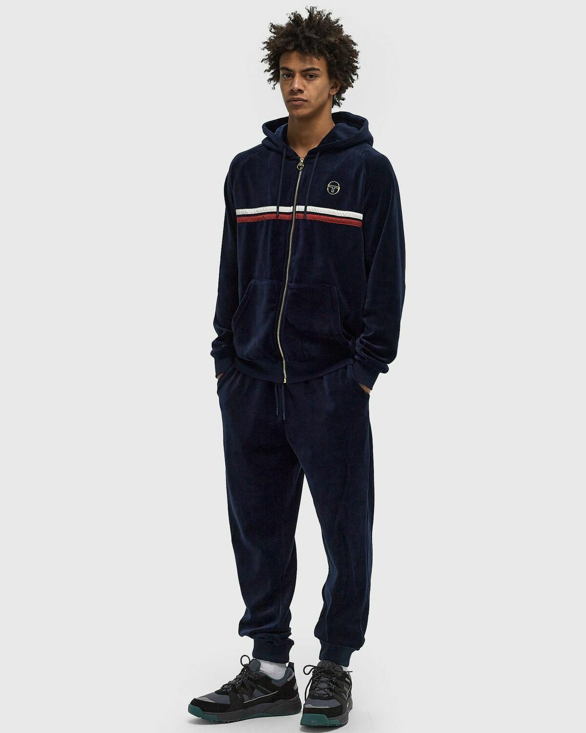 Sergio Tacchini DALLAS VELOUR ZIP HOODIE Blue Mens Track Jacket