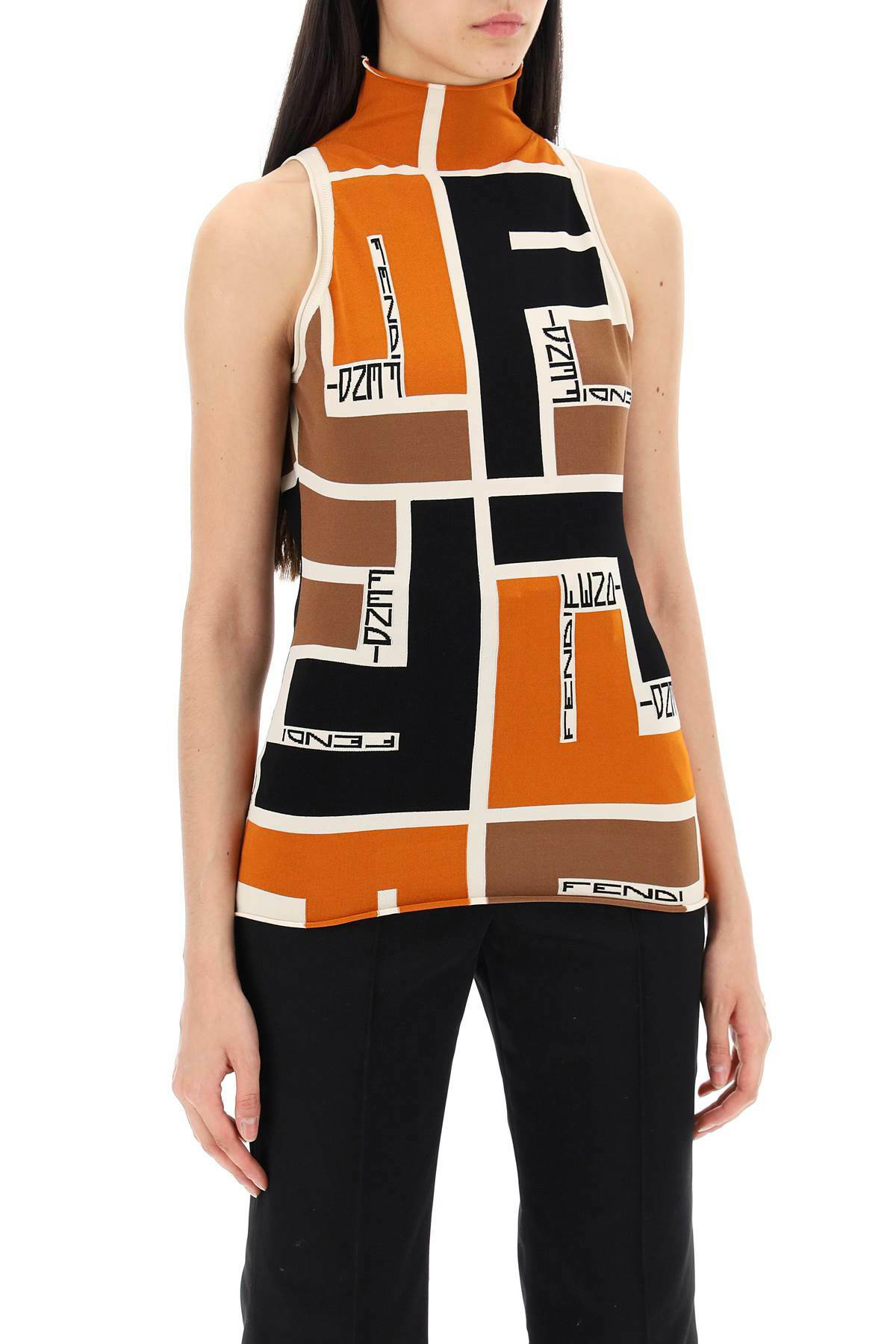 Tシャツ・カットソー FENDI JAPANESE LYCRA TOP WITH FF PUZZLE PATTERN FENDI JAPANESE LYCRA TOP WITH FF PUZZLE PATTERN