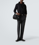 Prada Large leather-trimmed shoulder bag