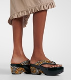Dries Van Noten Sequined wedge thong sandals