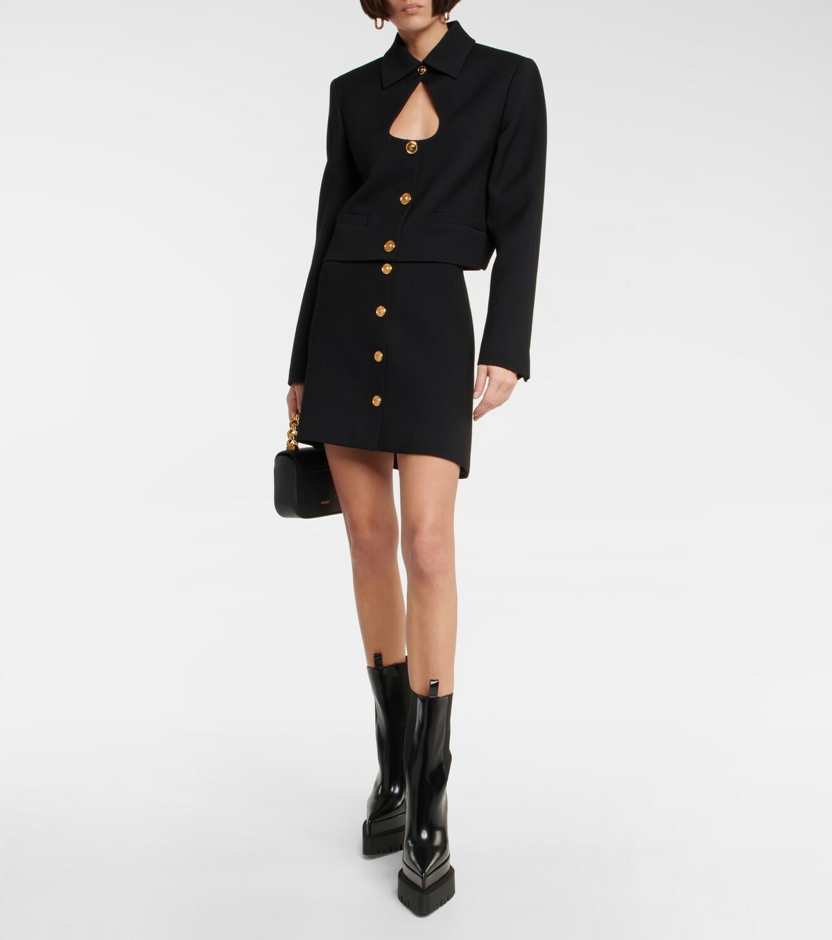 Versace - Aevitas Pointy leather platform ankle boots Versace