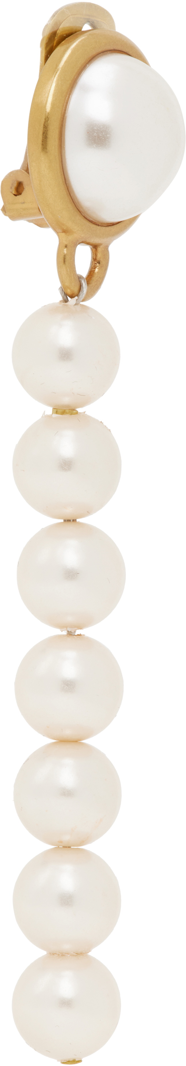 Moschino Gold & White Faux-Pearl Single Earring