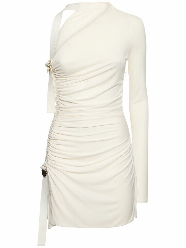Photo: DION LEE - One-sleeve Draped Satin Mini Dress