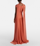 Elie Saab Gathered lace-trimmed silk gown