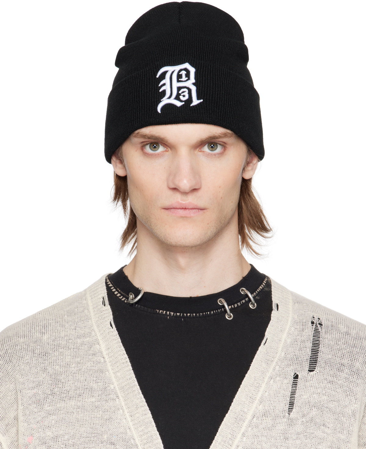 R13 Black 'R13' Beanie