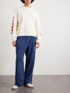 Cherry Los Angeles - Navajo Straight-Leg Logo-Embroidered Cotton-Jersey Sweatpants - Blue