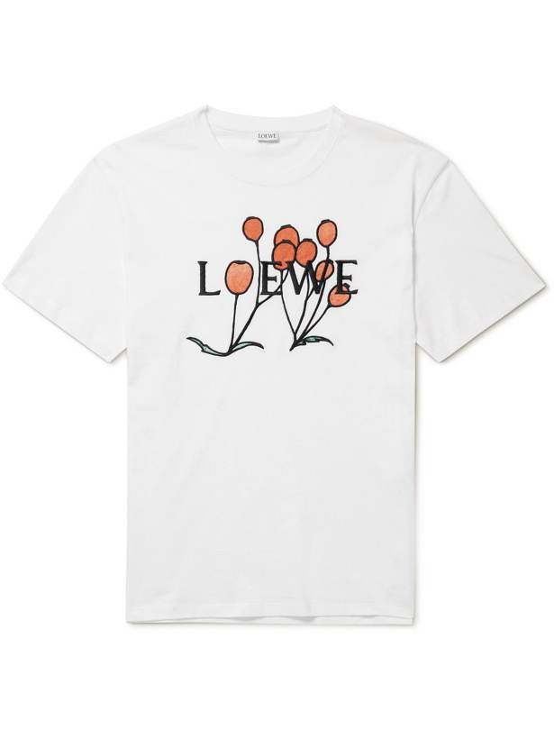 Photo: Loewe - Logo-Print Cotton-Blend Jersey T-Shirt - White