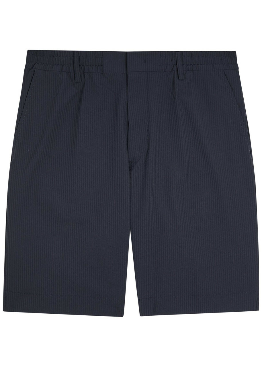 NN07 Billie Striped Seersucker Swim Shorts Navy