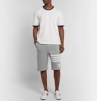 Thom Browne - Striped Loopback Cotton-Jersey Shorts - Gray
