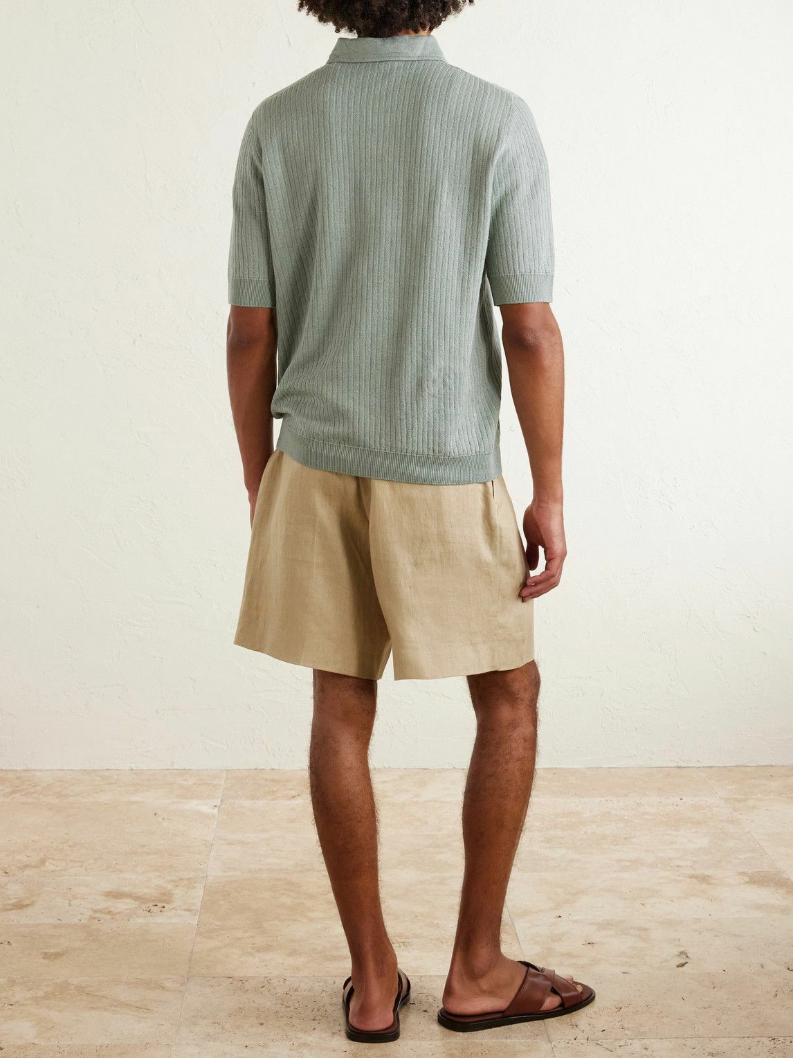 Lardini - Straight-Leg Pleated Twill Shorts - Neutrals
