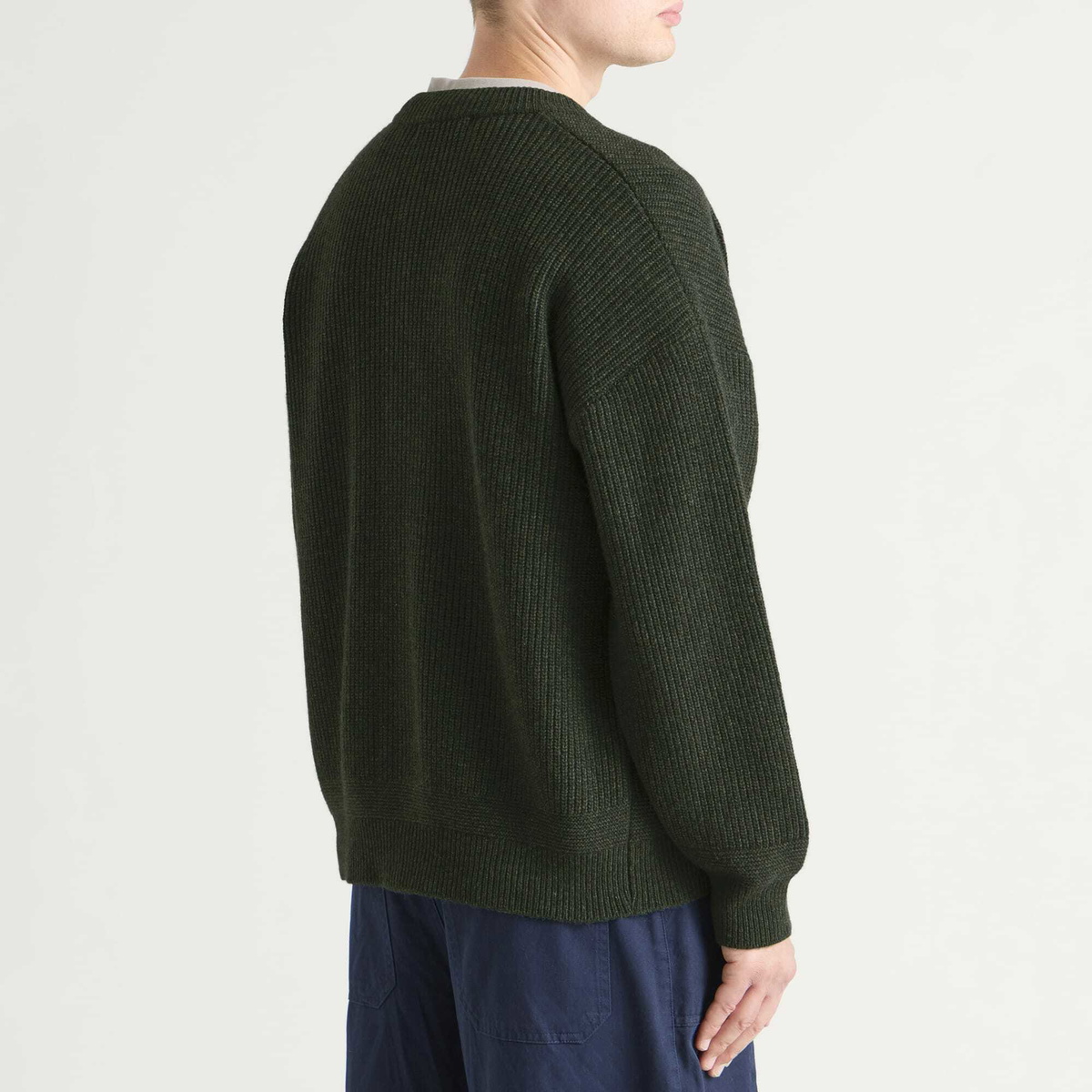 FrizmWORKS Men's Heavy Wool Round Cardigan in Forest Green