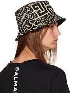 Balmain Black & Off-White Monogram Bucket Hat